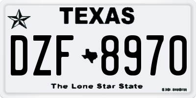 TX license plate DZF8970