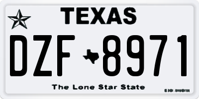 TX license plate DZF8971