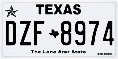 TX license plate DZF8974