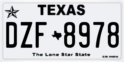 TX license plate DZF8978