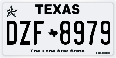 TX license plate DZF8979