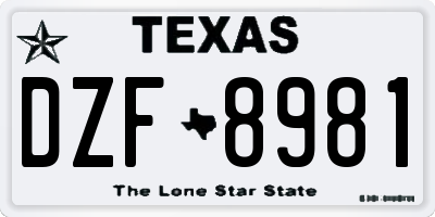 TX license plate DZF8981