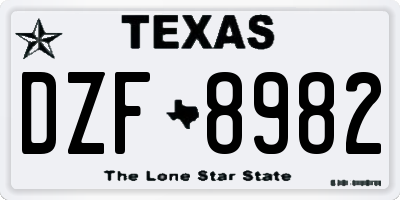 TX license plate DZF8982