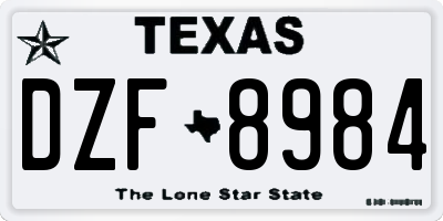 TX license plate DZF8984
