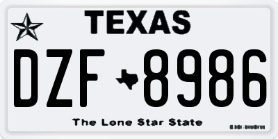 TX license plate DZF8986