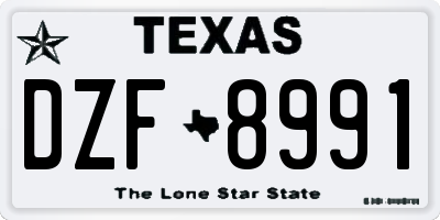 TX license plate DZF8991