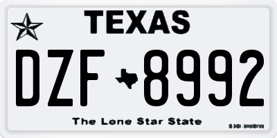 TX license plate DZF8992