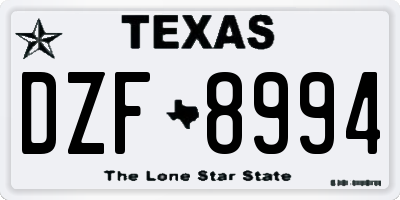 TX license plate DZF8994