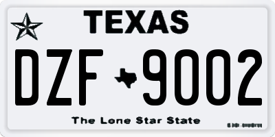 TX license plate DZF9002