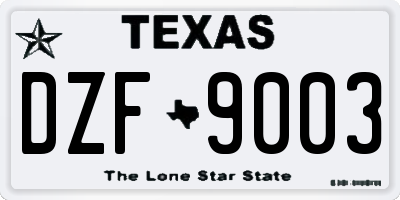 TX license plate DZF9003