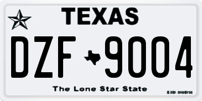 TX license plate DZF9004