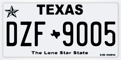 TX license plate DZF9005