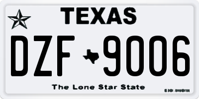TX license plate DZF9006