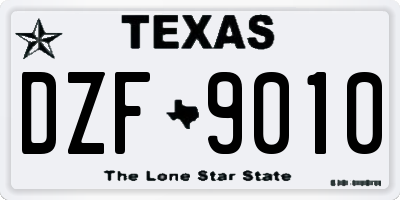 TX license plate DZF9010