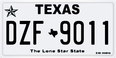 TX license plate DZF9011