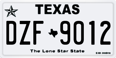 TX license plate DZF9012