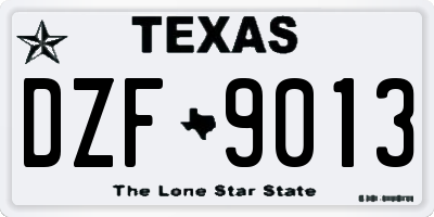 TX license plate DZF9013