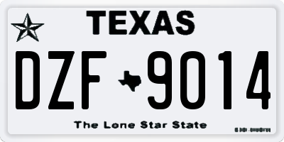 TX license plate DZF9014
