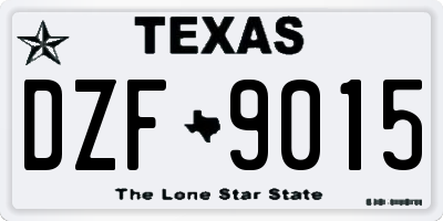 TX license plate DZF9015