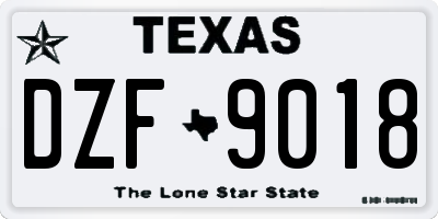 TX license plate DZF9018