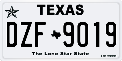TX license plate DZF9019