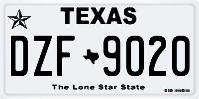 TX license plate DZF9020