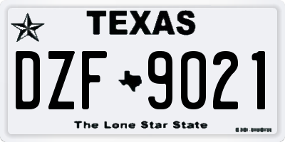 TX license plate DZF9021