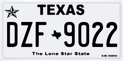 TX license plate DZF9022