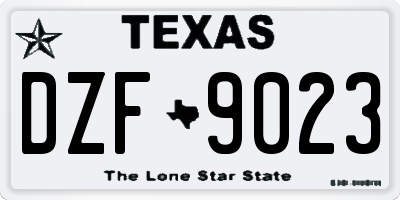 TX license plate DZF9023