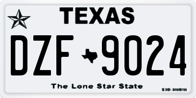 TX license plate DZF9024