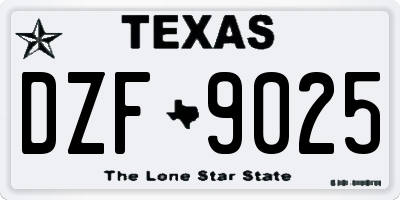 TX license plate DZF9025
