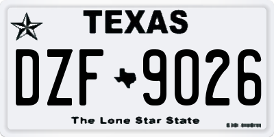TX license plate DZF9026
