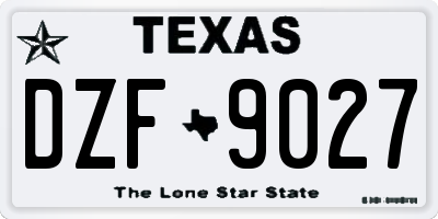 TX license plate DZF9027
