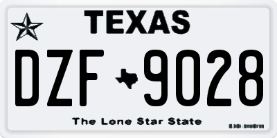 TX license plate DZF9028