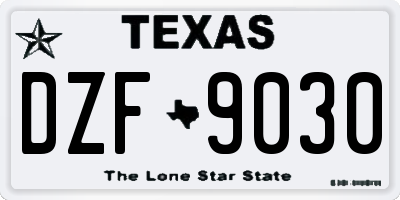 TX license plate DZF9030