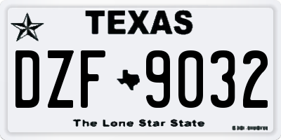 TX license plate DZF9032