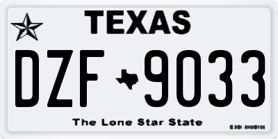 TX license plate DZF9033