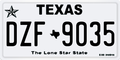 TX license plate DZF9035
