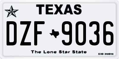 TX license plate DZF9036