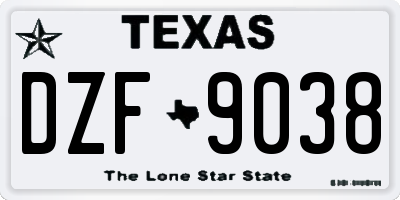 TX license plate DZF9038