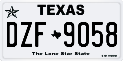 TX license plate DZF9058