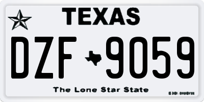 TX license plate DZF9059