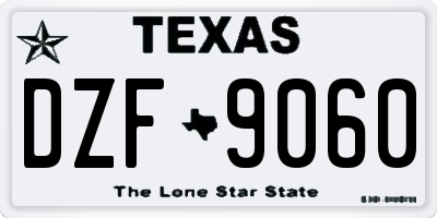 TX license plate DZF9060