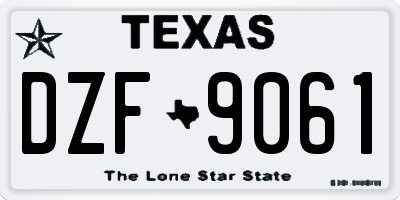 TX license plate DZF9061