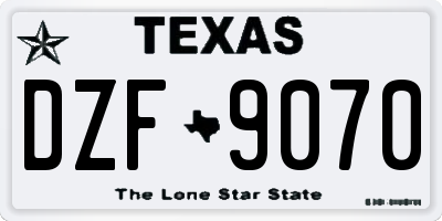 TX license plate DZF9070