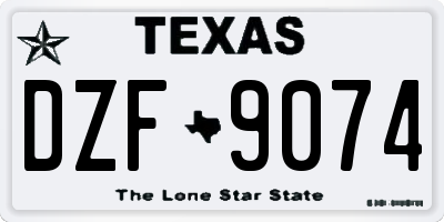 TX license plate DZF9074