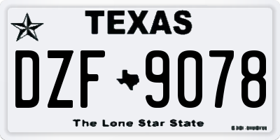TX license plate DZF9078