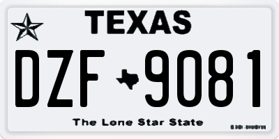 TX license plate DZF9081