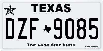 TX license plate DZF9085