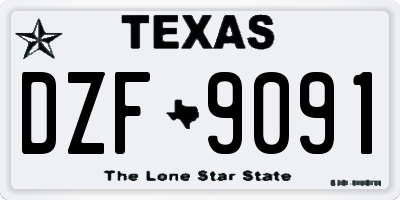 TX license plate DZF9091